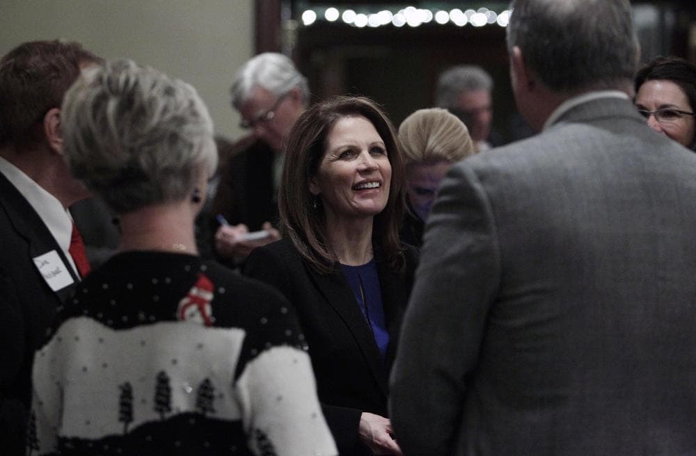 Republican presidential hopeful U.S. Rep. Michele Bachmann, R-Minn., speaks to local residents during the Five Seasons Republican Women&#039;s Christmas Party, Thursday, in Cedar Rapids, Iowa. (AP)