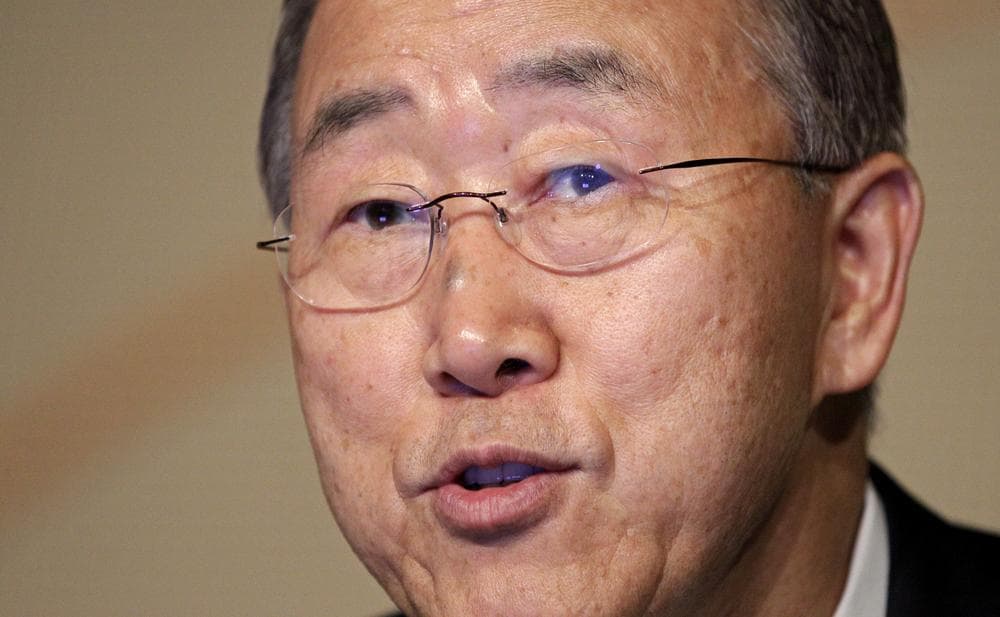 United Nations Secretary-General Ban Ki-moon speaks during a climate change conference in Durban, South Africa, Wednesday. (AP)
