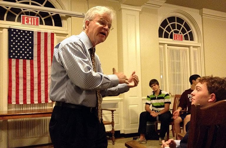 Former Louisiana Governor, Buddy Roemer campaigning in New Hampshire for president. (Adam Ragusea/WBUR)