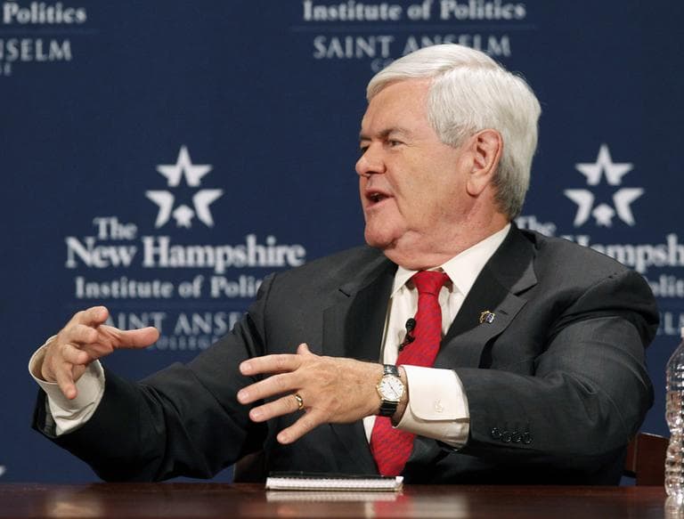 Republican presidential candidate, former House Speaker Newt Gingrich, gestures during a debate in Manchester, N.H., Monday. (AP)