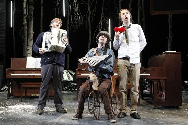 From left, actors Dave Malloy, Alec Duffy and Rick Burkhardt in &quot;Three Pianos&quot; at the American Repertory Theater through Jan. 8 (Courtesy of Ryan Jensen)