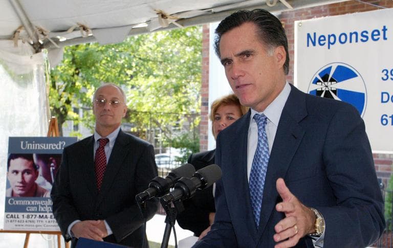 Massachusetts Gov. Mitt Romney speaks at the launch of the Commonwealth Care insurance program, Oct. 2, 2006, at the Neponset Health Center in the Dorchester neighborhood of Boston. (AP)