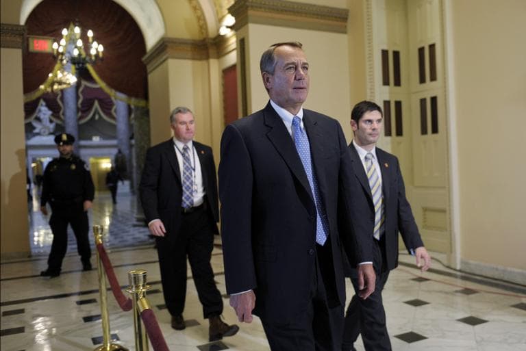 House Speaker John Boehner of Ohio walks on Capitol Hill in Washington, Tuesday, Dec. 20, 2011. Republicans in the House of Representatives are set to block a Senate proposal to extend a popular tax cut for working Americans for two months, setting up a showdown between Boehner and his own party in the Senate plus President Obama and the Democrats.(AP)