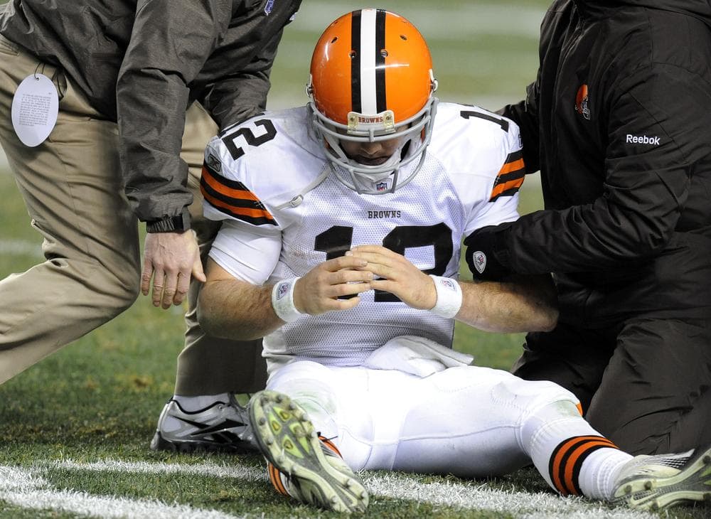 Cleveland quarterback Colt McCoy&#039;s hand was injured in a Dec. 8 game against Pittsburgh. McCoy suffered a concussion on the same play, but it went undiagnosed. (AP)