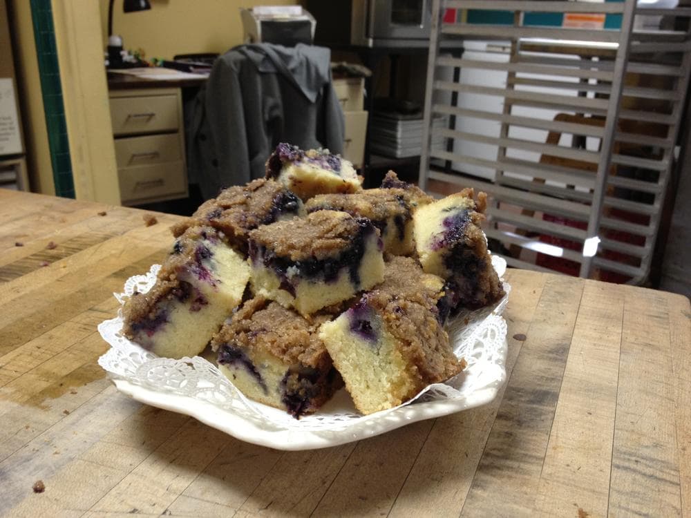 Rosie's Bakery's blueberry-muffin breakfast cake. (Adam Ragusea/WBUR)