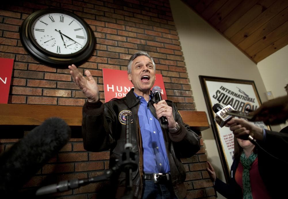 Republican presidential candidate, former Utah Gov. Jon Huntsman speaks at a house party in Bedford, N.H. (AP)