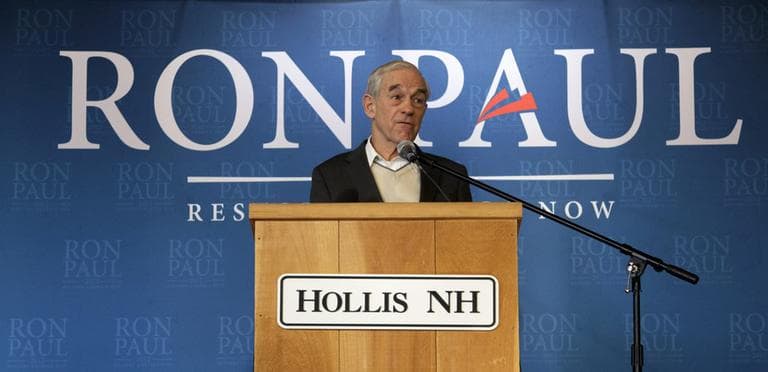 Republican presidential candidate, Rep. Ron Paul, R-Texas, speaks at the Hollis Community Center in Hollis, N.H. on Monday. (AP)