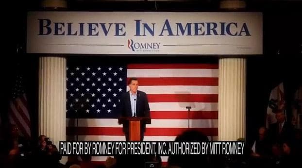 A screengrab of a recent pro-Mitt Romney political advertisement. (youtube.com)
