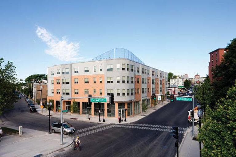 View of 270 Centre St. from Centre and Wise Streets (Courtesy of Studio G Architects)
