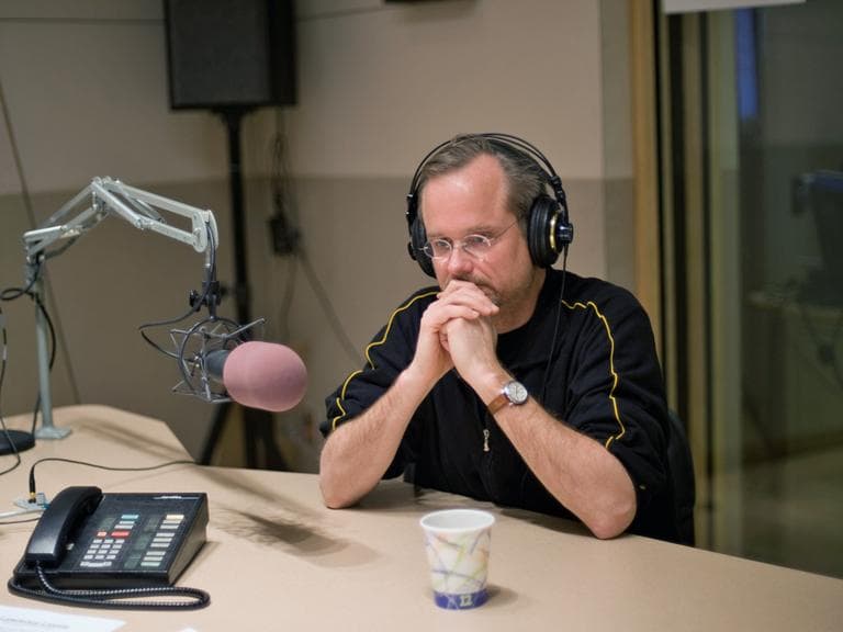 Harvard's Lawrence Lessig in the WBUR studios. (Alex Kingsbury/WBUR)