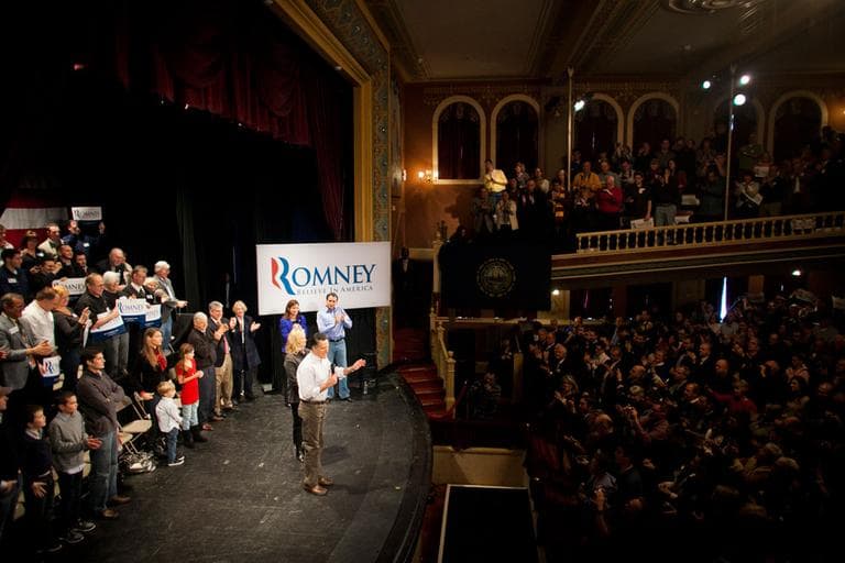 Mitt Romney holds a campaign event in Rochester, N.H., Sunday (Dominick Reuter for WBUR)