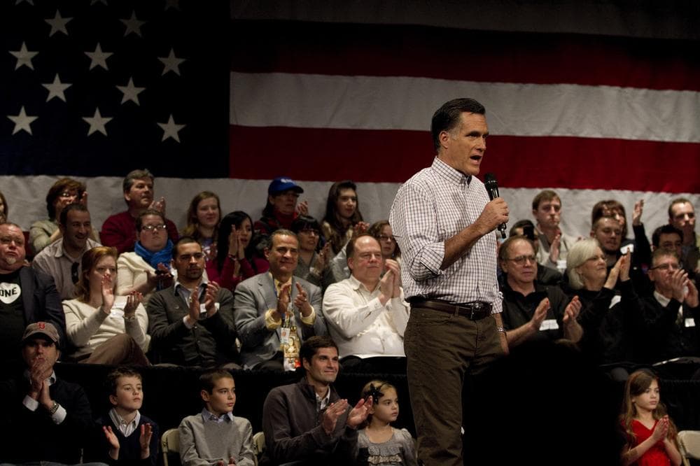 Mitt Romney at an event Sunday in Rochester, N.H. (Luke Boelitz for WBUR)