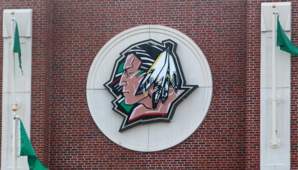 The University of North Dakota is using its Fighting Sioux logo now, but that could change after a state referendum in June. (AP)