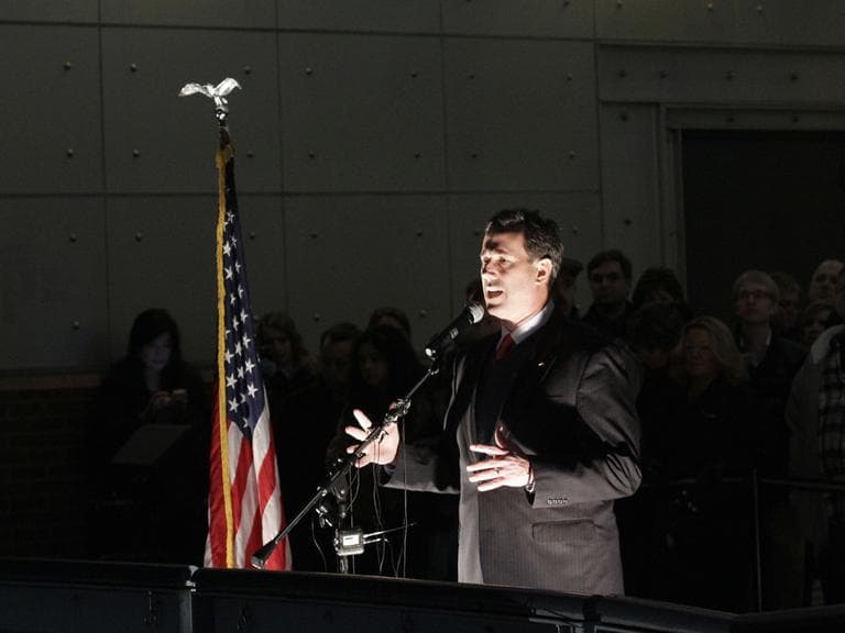 Republican presidential candidate, former Pennsylvania Sen. Rick Santorum, speaks at an evening outdoor rally at the Washington State History Museum, Monday, Feb. 13, 2012, in Tacoma, Wash. (AP)