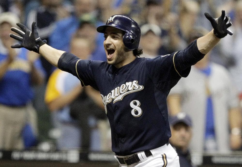 Milwaukee Brewers slugger Ryan Braun may have reacted similar to this when it was announced his 50-game suspension would be overturned. (AP)