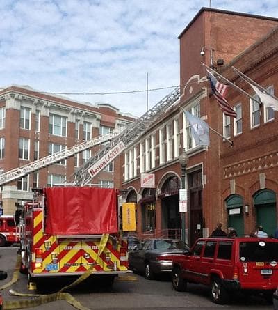 Boston firefighters respond to a small fire in the Red Sox mail room at Fenway Park on Monday. (Boston FD)