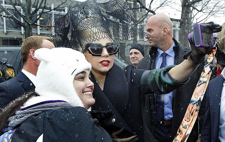 Lady Gaga poses with fans at Harvard University on Wednesday ahead of the launch of her &quot;Born this Way&quot; foundation. (AP)