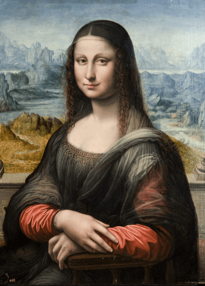 The restored copy of La Gioconda in the Museo del Prado, Madrid. The work is believed to have been made by an apprentice of Leonardo's, possibly at the same time as the original. 