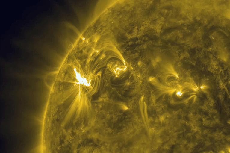 An image released by NASA on March 5, 2012 is a view of a X1 solar flare in a new active region on the sun, region 1429. It has let loose two M-class flares and one X-class so far.  (AP)