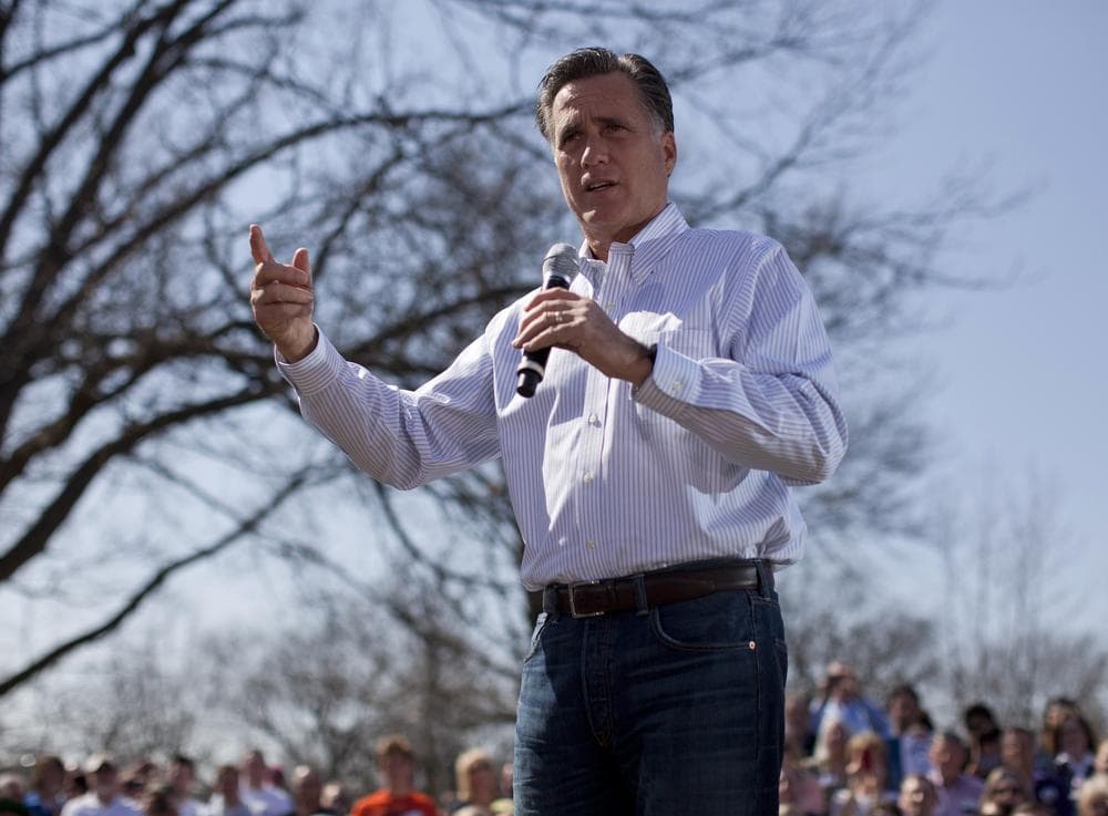 Republican presidential candidate, former Massachusetts Gov. Mitt Romney speaks in St. Louis, Mo., Tuesday. (AP)