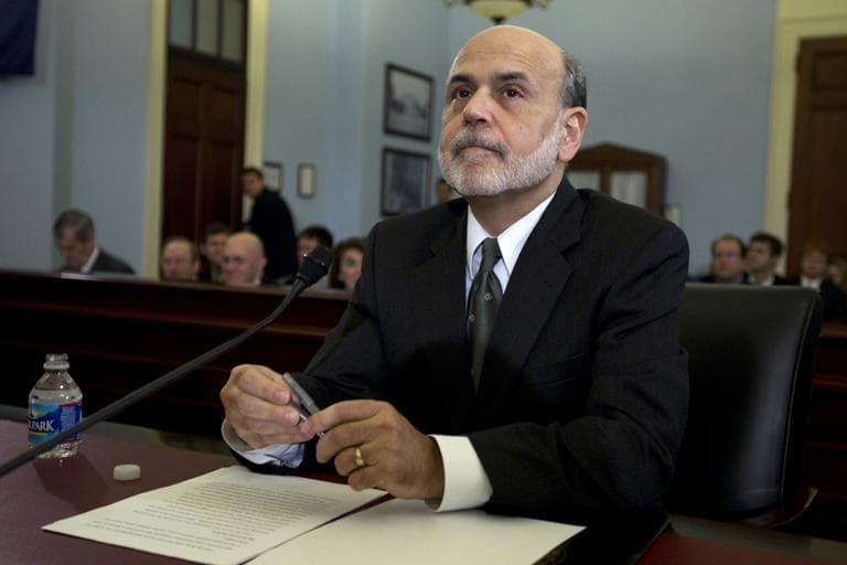 Federal Reserve Chairman Ben Bernanke testifies on Capitol Hill in Washington, Thursday, Feb. 2, 2012, before the House Budget Committee.  (AP)