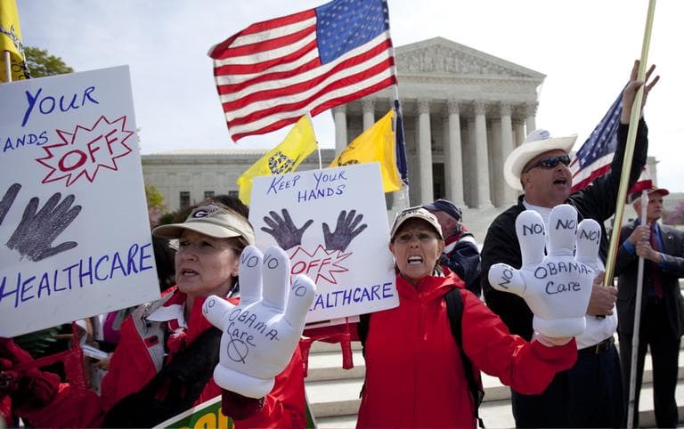 Protesters chant in front of the Supreme Court in Washington, Wednesday. (AP)