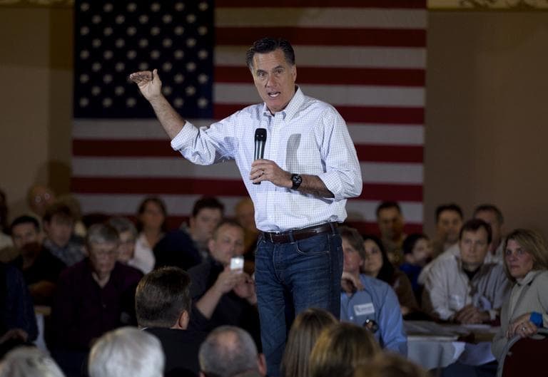 Republican presidential candidate, former Massachusetts Gov. Mitt Romney, campaigns at a pancake breakfast event in Milwaukee, Wis., Sunday, April 1, 2012. (AP)
