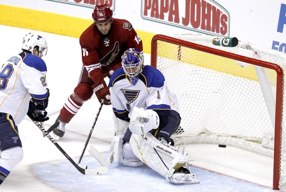 St. Louis Blues' goalie Brian Elliott (1) leads the NHL in Goals Against Average. Could he lead St. Louis to the Stanley Cup? (AP)