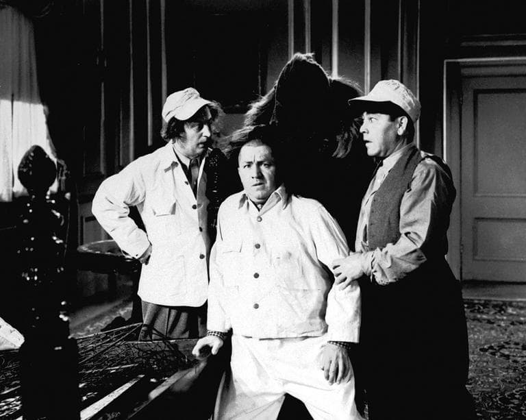 From left, Larry Fine, Curly Howard and Moe Howard are shown in a scene from a &quot;The Three Stooges.&quot; (AP/Columbia Pictures)