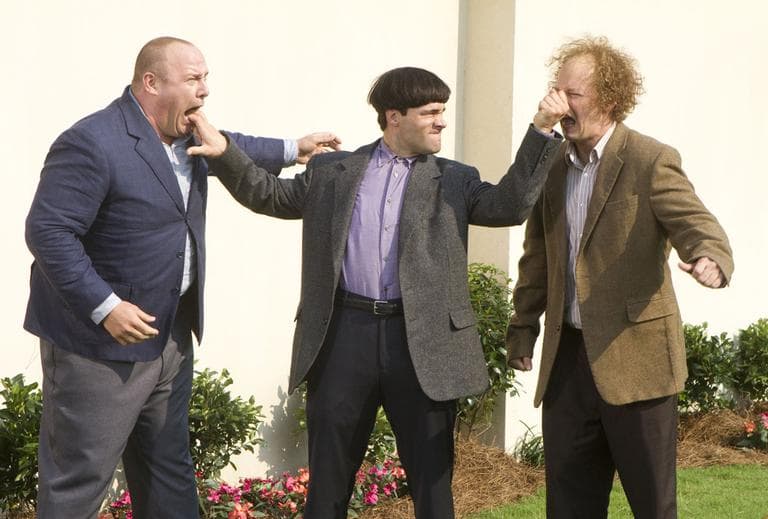 From left, Will Sasso, Chris Diamantopoulos, and Sean Hayes in a scene from &quot;The Three Stooges.&quot; (AP /20th Century Fox, Peter Iovino)