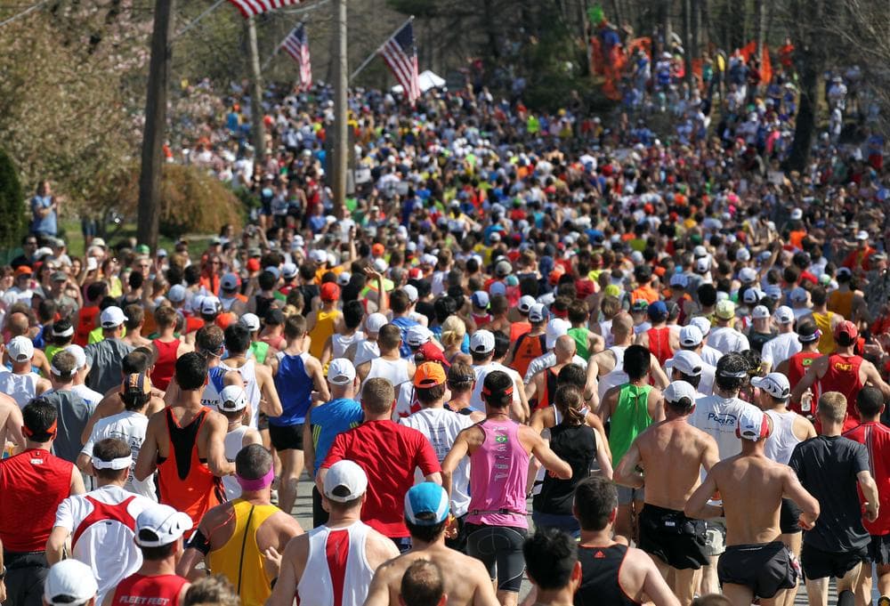 Runners start the 116th running of the Boston Marathon, in Hopkinton, Mass., Monday, April 16. (AP)