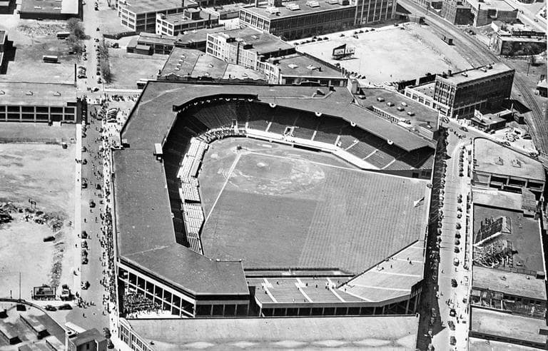 This mid-1900s aerial photo shows Boston's Fenway Park, home of the Boston Red Sox. (AP)