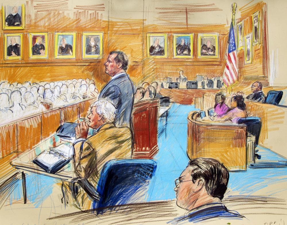 A courtroom sketch depicts Roger Clemens in federal court, facing prospective jurors for his upcoming perjury trial. (AP)