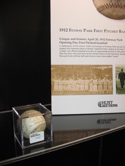 The first baseball pitched at Fenway from opening day 1912. (Lynn Jolicoeur for WBUR)