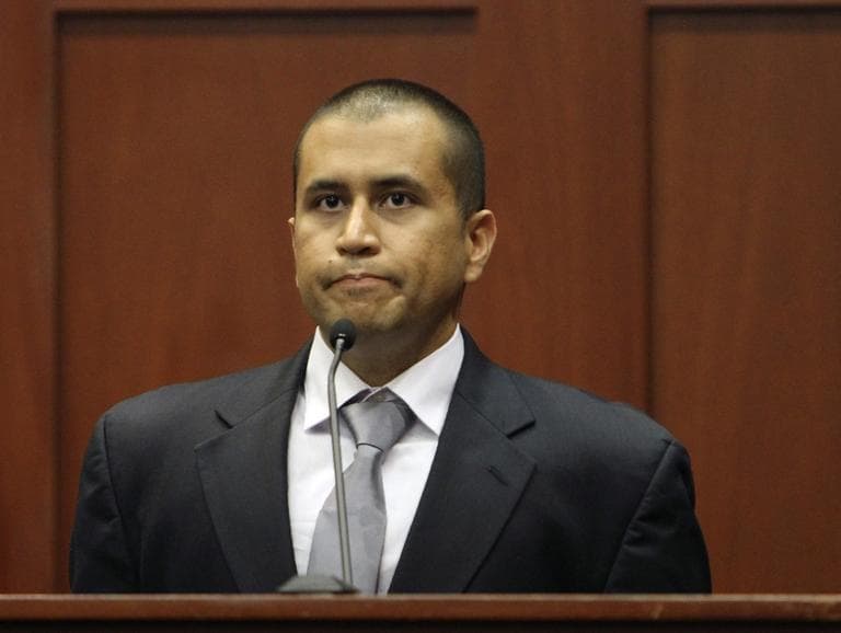 George Zimmerman appears before Circuit Judge Kenneth R. Lester Jr. Friday, during a bond hearing in Sanford, Fla. (AP /Orlando Sentinel, Gary W. Green, Pool)
