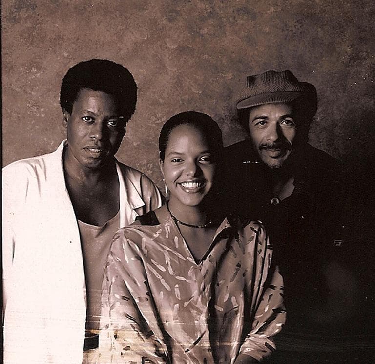 Terri Lyne Carrington, center, with jazz musicians Wayne Shorter and Carlos Santana (Courtesy Terri Lyne Carrington)