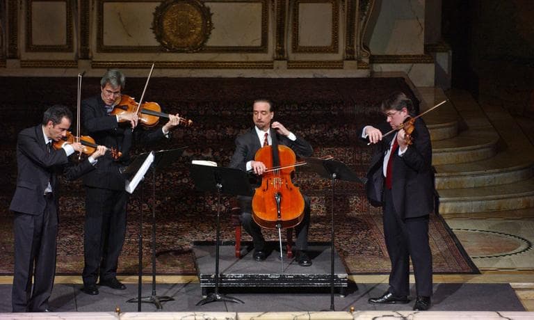 Members of the prize-winning Emerson String Quartet are, from left, violinist Eugene Drucker, violist Lawrence Dutton, cellist David Finckel and violinist Philip Setzer. (AP)