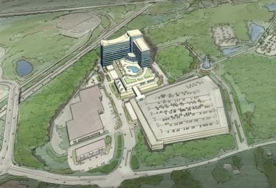 An artist&#039;s rendering of the proposed Mashpee Wampanoag casino in Taunton (Courtesy)