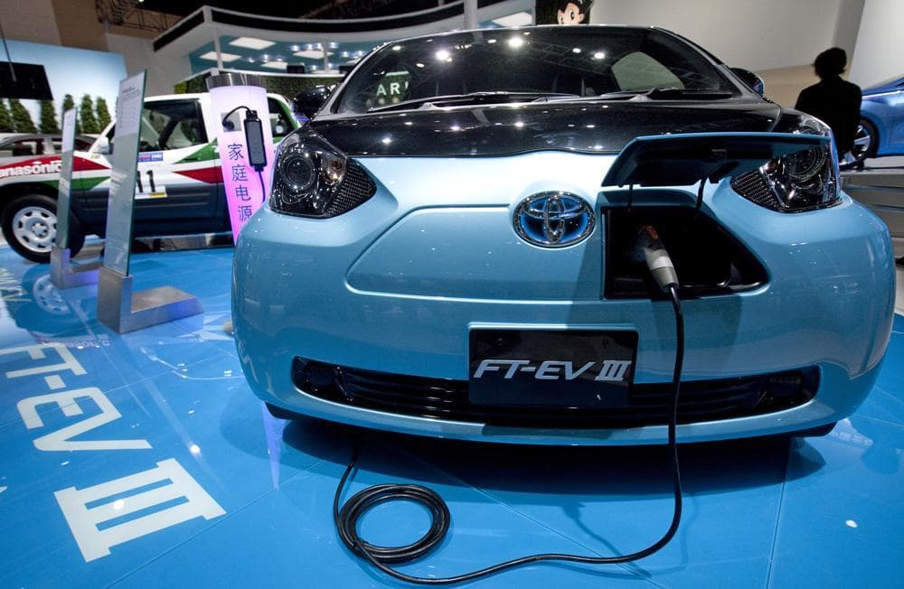 A Toyota FT-EV III is displayed at the Beijing International Automotive Exhibition in Beijing, China on Tuesday. (AP)
