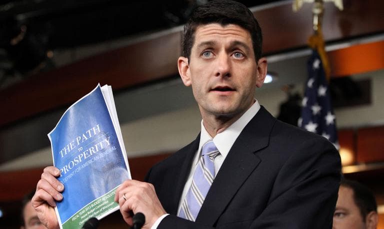 House Budget Committee Chairman Rep. Paul Ryan, R-Wis., holds up a copy of his budget plan entitled &quot;The Path to Prosperity,&quot; Tuesday, March 20, 2012, during a news conference on Capitol Hill in Washington. (AP)