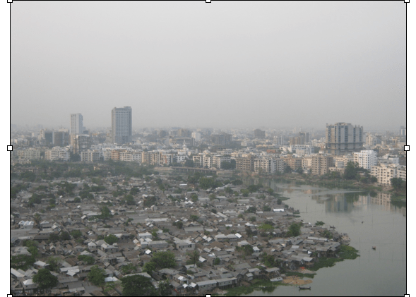 Korail slum sits alongside Gulshan Lake.  Its 30,000 residents are threatened by eviction (April 5).  Photo by Ishtiaque Hussain
