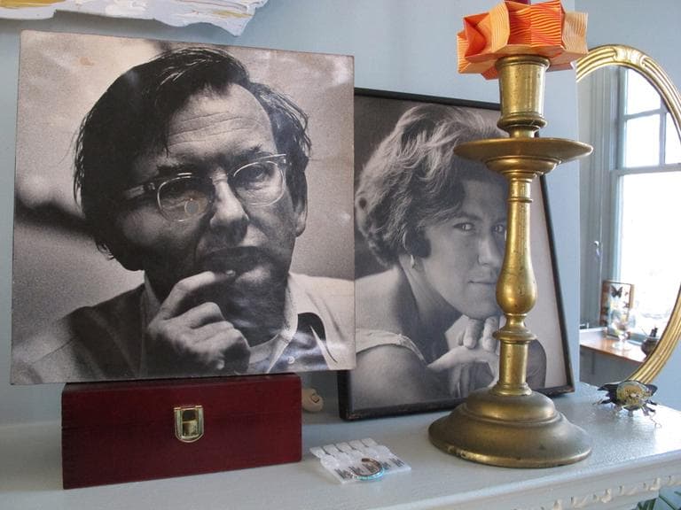 Old photographs of Bill and Clara in their bedroom. (Andrea Shea/WBUR)