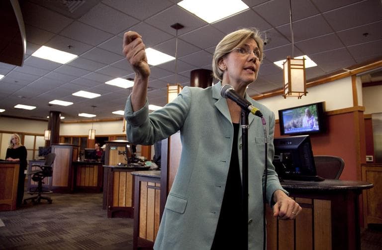Democratic candidate for the U.S. Senate Elizabeth Warren faces reporters during a news conference at Liberty Bay Credit Union headquarters, in Braintree, Wednesday. (AP)