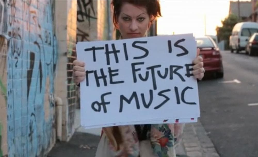 A screenshot of Amanda Palmer&#039;s pitch video from Kickstarter. (Kickstarter.com) 