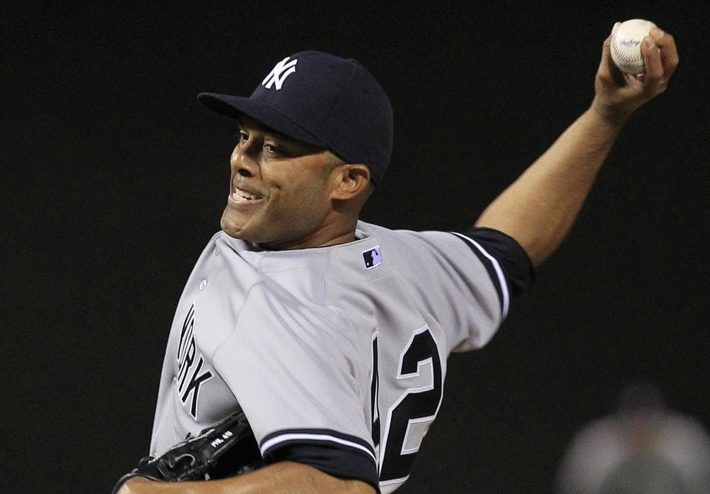 Mariano Rivera delivers during the ninth inning of a baseball game last month against the Texas Rangers.  Rivera suffered a season-ending knee injury this week. (AP)