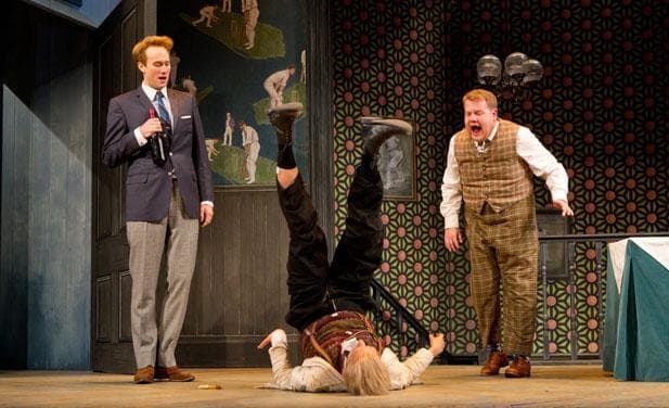 Oliver Chris, Tom Edden and James Corden in &quot;One Man, Two Guvnors.&quot; (Courtesy Joan Marcus) 