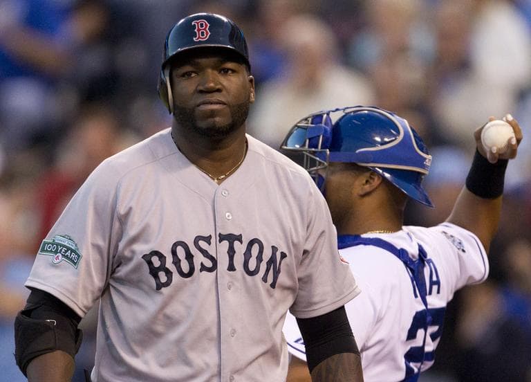 David Ortiz returns to the dugout  after striking out in the third inning, Wednesday. (AP)