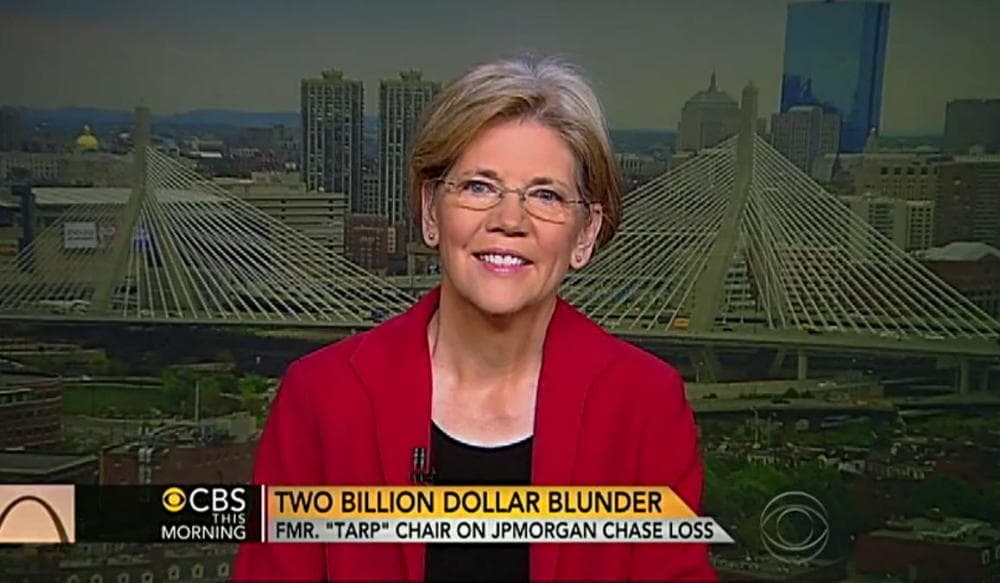 On Monday, Elizabeth Warren appeared on The Morning Show and called for JPMorgan Chases&#039; chief executive, Jamie Dimon, to step down from his role as a top official at the New York Federal Reserve Bank. (CBSnews.com) 