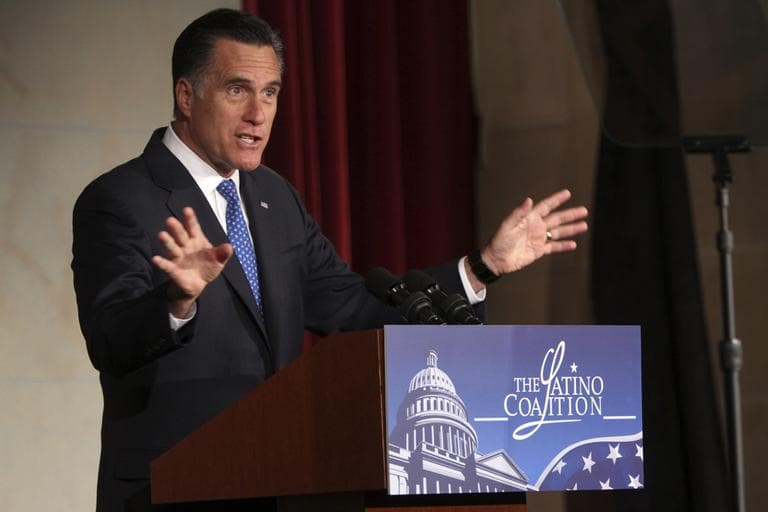 Republican presidential candidate, former Massachusetts Gov. Mitt Romney addresses the Latino Coalition's 2012 Small Business Summit,  Wednesday, May 23 in Washington. (AP)