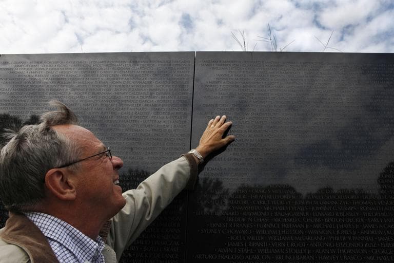 Jan Scruggs, founder and president of the Vietnam Veterans Memorial Fund, at the memorial. (AP)